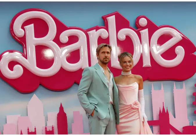 Райан Гослинг и Марго Робби на премьере фильма "Барби"