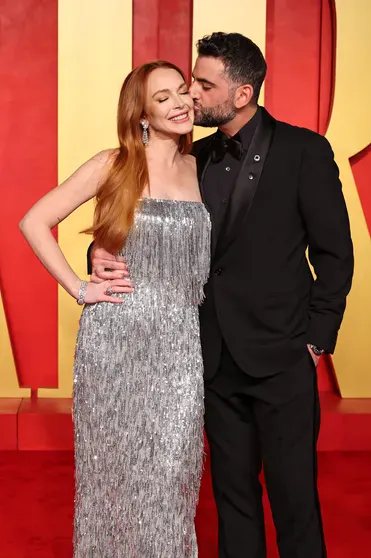 Линдси Лохан с мужем Бадером Шаммасом на вечеринке Vanity Fair после премии "Оскар"/Фото: Amy Sussman/Getty Images