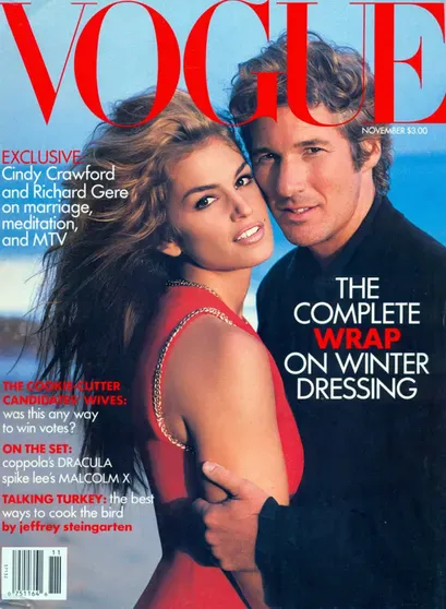 Синди Кроуфорд и Ричард Гир на обложке Vogue, ноябрь 1992 года
