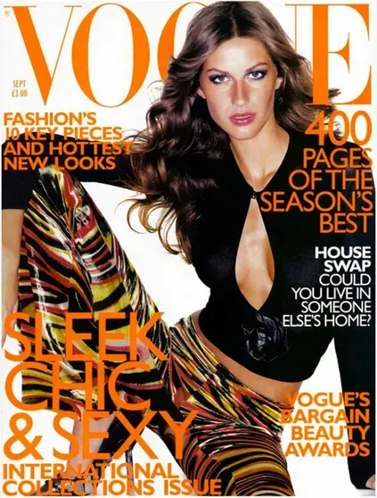 Жизель Бундхен на обложке Vogue (Великобритания), сентябрь 1999 года
